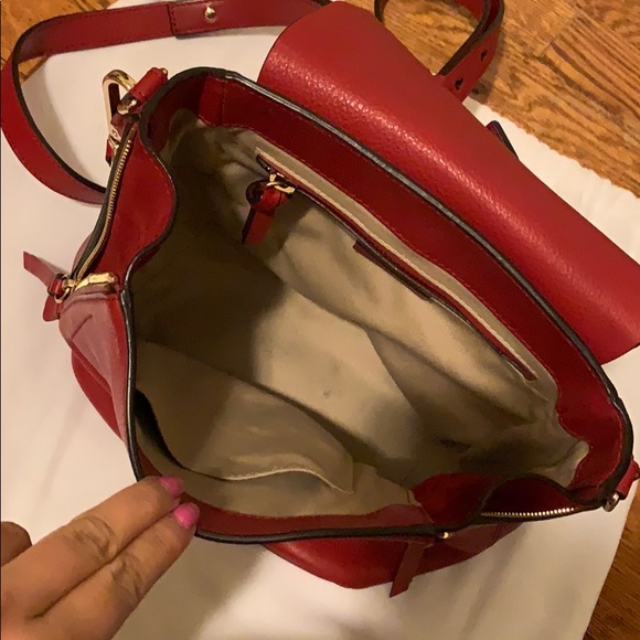 CHLOE Small Faye Leather Suede Backpack Bag Red - Picture 6 of 8